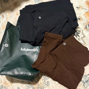 Lululemon Black Palazzo pants and Brown Leggings